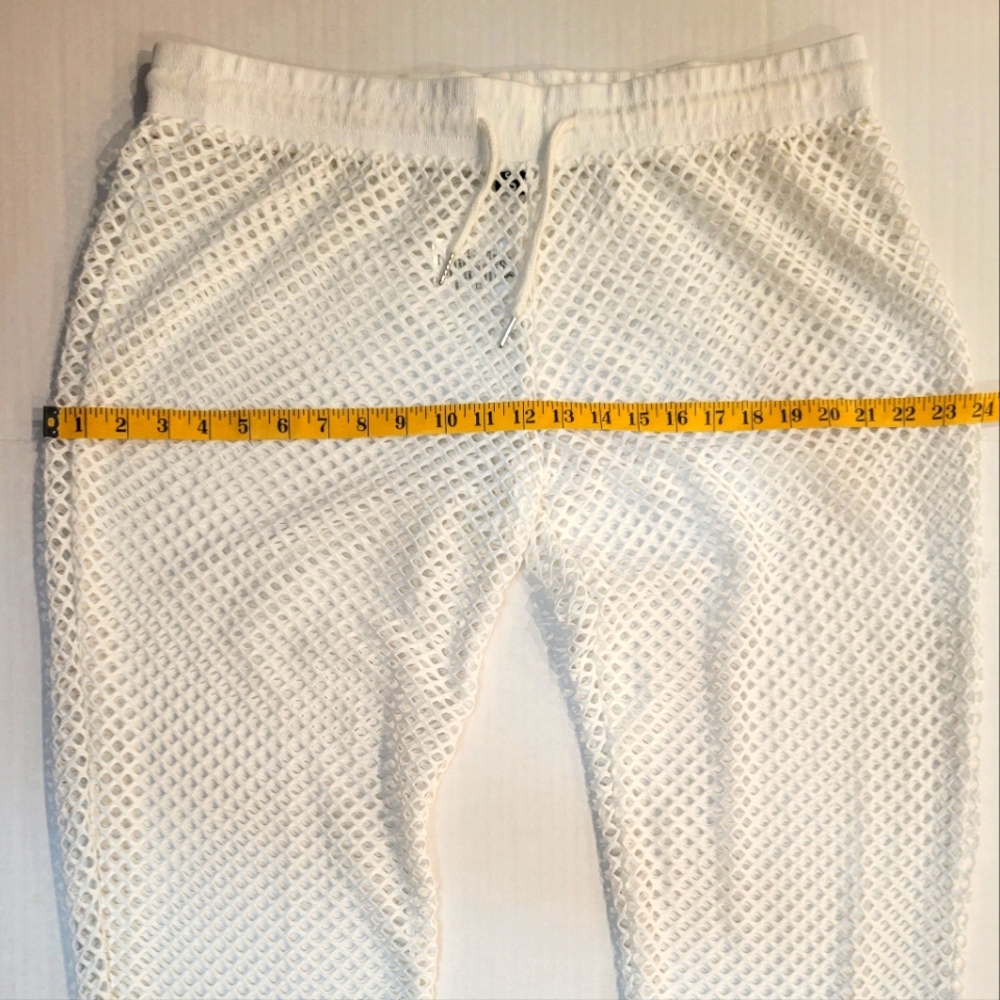 Men’s Mesh Fishnet Pants See Through with Adjustable Waistband, White XXL - Picture 10 of 13